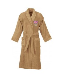 Your country flag and custom text Embroidery logo on bathrobe